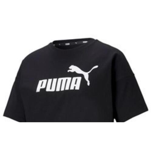 Kortærmet T-shirt til Kvinder Puma CROPPED LOGO TEE 586866 01 Sort M