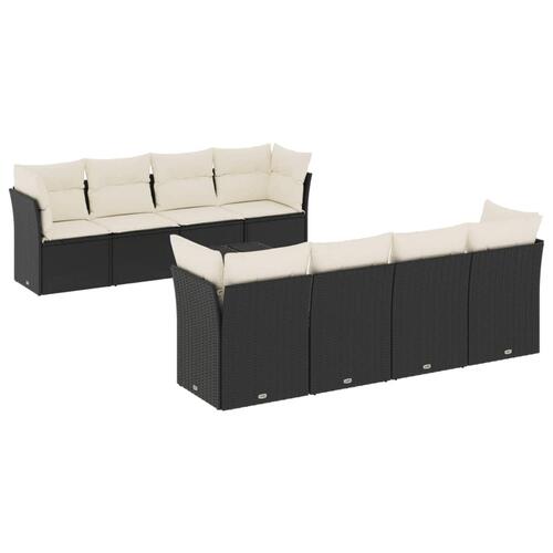 Sofasæt til haven 9 dele med hynder polyrattan sort