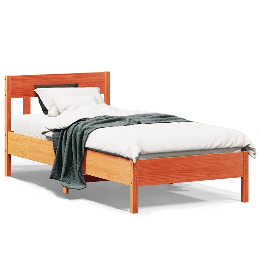 Sengeramme uden madras 90x190 cm massivt fyrretræ gyldenbrun billede