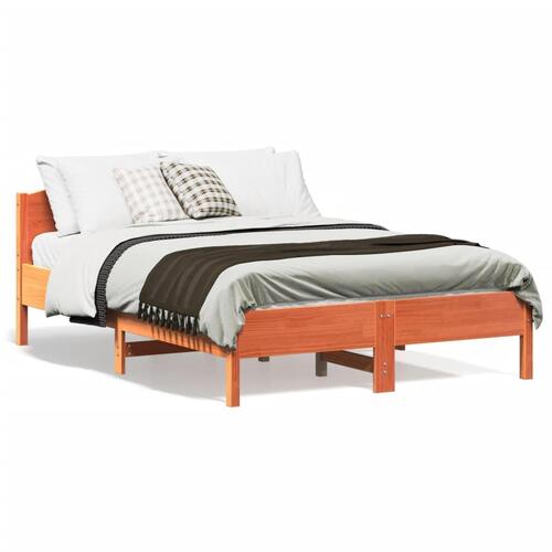 Sengeramme uden madras 135x190 cm massivt fyrretræ brun