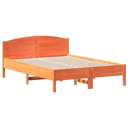 Sengeramme uden madras 135x190 cm massivt fyrretræ brun