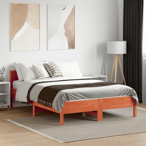 Sengeramme uden madras 135x190 cm massivt fyrretræ brun