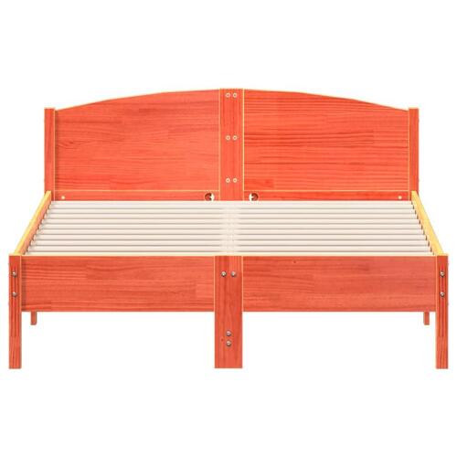 Sengeramme uden madras 135x190 cm massivt fyrretræ brun