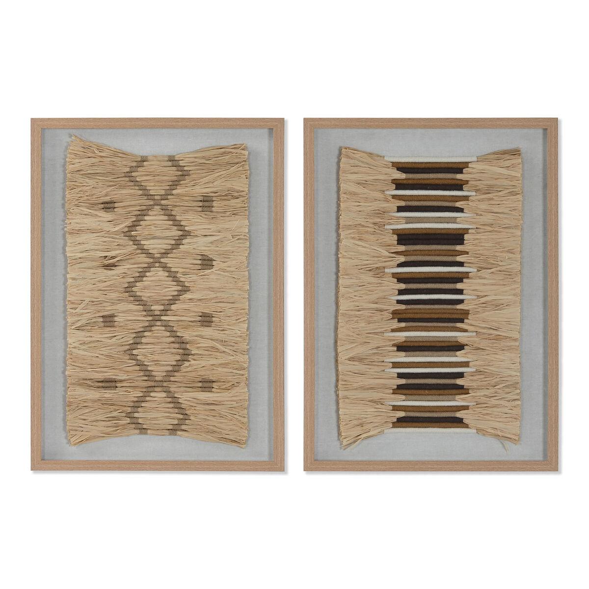 3D vægkunst i raffiabast - sæt, 50 × 70 cm