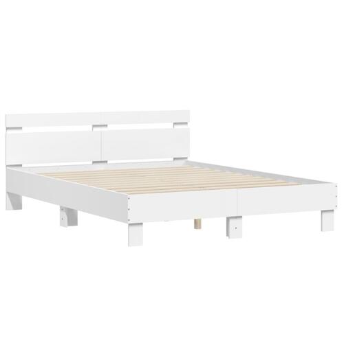 Sengeramme med sengegavl og LED-lys 140x190 cm sonoma-eg
