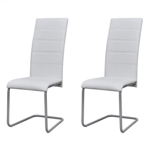 Spisebordsstole med cantilever 2 stk. kunstlæder hvid