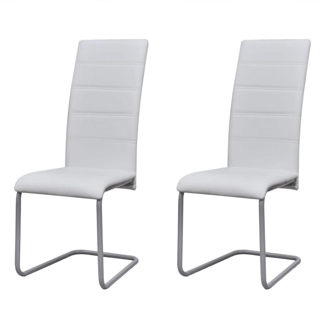 Spisebordsstole med cantilever 2 stk. kunstlæder hvid