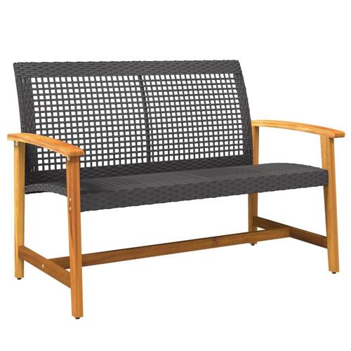 Havebænk 112 cm polyrattan og akacietræ sort