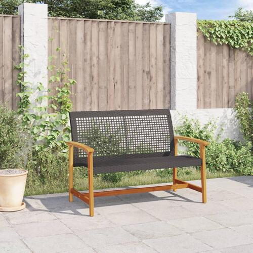 Havebænk 112 cm polyrattan og akacietræ sort