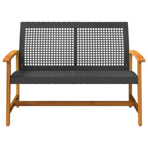 Havebænk 112 cm polyrattan og akacietræ sort