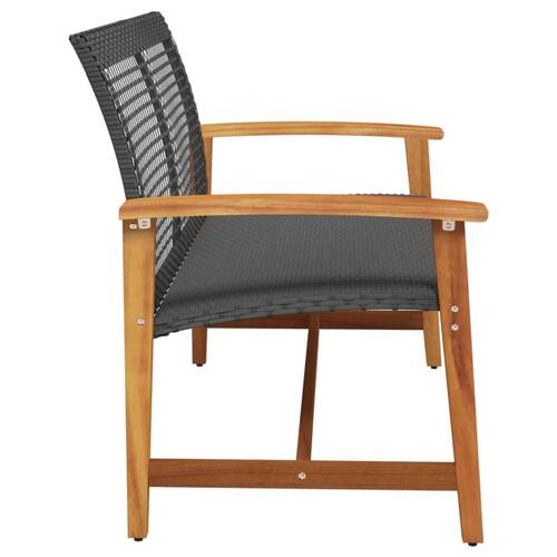 Havebænk 112 cm polyrattan og akacietræ sort