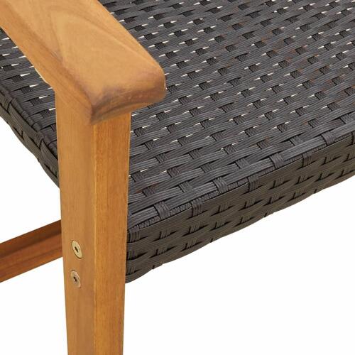 Havebænk 112 cm polyrattan og akacietræ sort