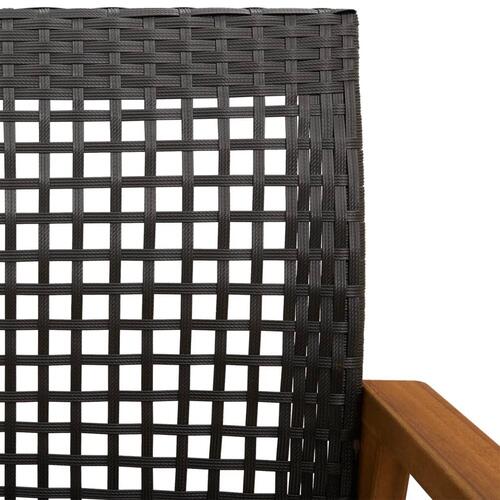 Havebænk 112 cm polyrattan og akacietræ sort