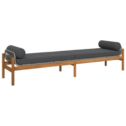 Havebænk med hynde polyrattan og akacietræ grå