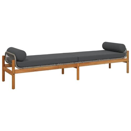 Havebænk med hynde polyrattan og akacietræ grå