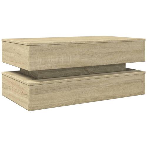 Sofabord med LED-lys 90x50x40 cm sonoma-eg
