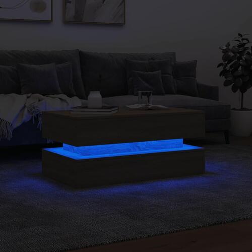 Sofabord med LED-lys 90x50x40 cm sonoma-eg
