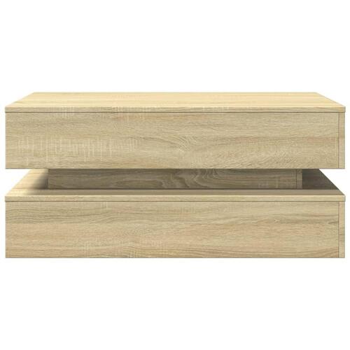 Sofabord med LED-lys 90x50x40 cm sonoma-eg