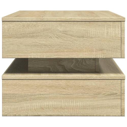 Sofabord med LED-lys 90x50x40 cm sonoma-eg