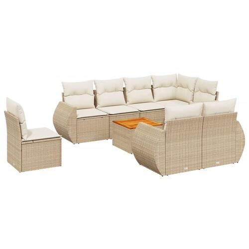 Sofasæt til haven 9 dele med hynder polyrattan beige