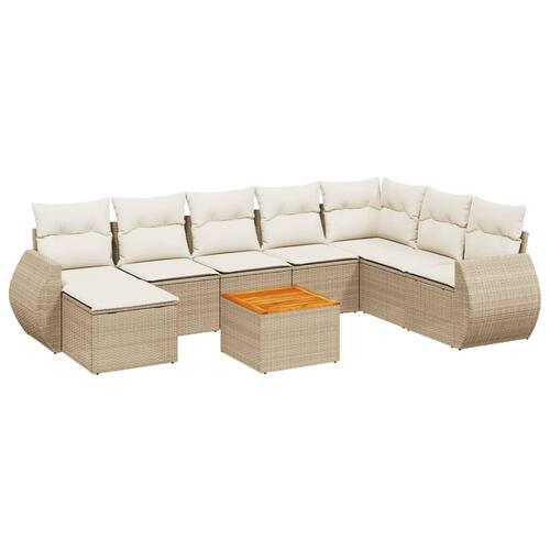 Sofasæt til haven 9 dele med hynder polyrattan beige