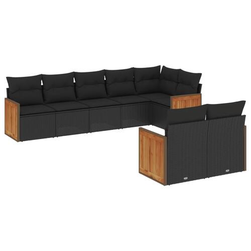 Sofasæt til haven 8 dele med hynder polyrattan sort