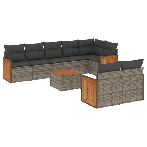 Sofasæt til haven 9 dele med hynder polyrattan grå