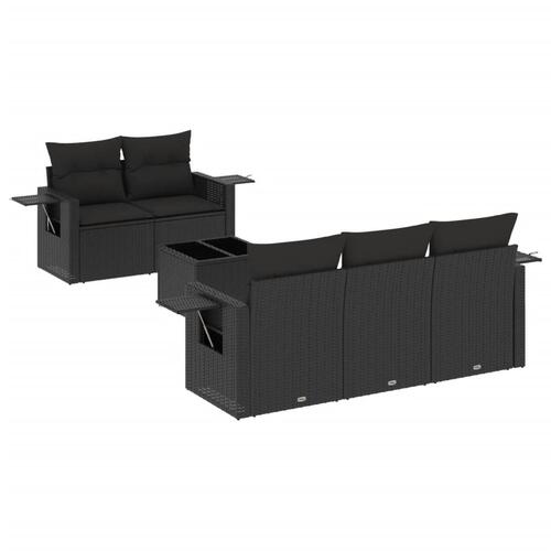 Sofasæt til haven 6 dele med hynder polyrattan sort