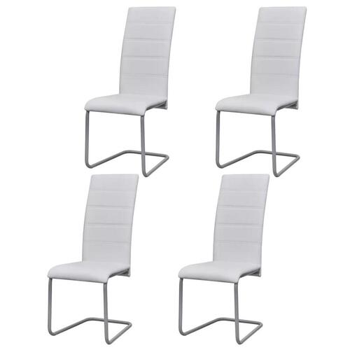 Spisebordsstole med cantilever 4 stk. kunstlæder hvid