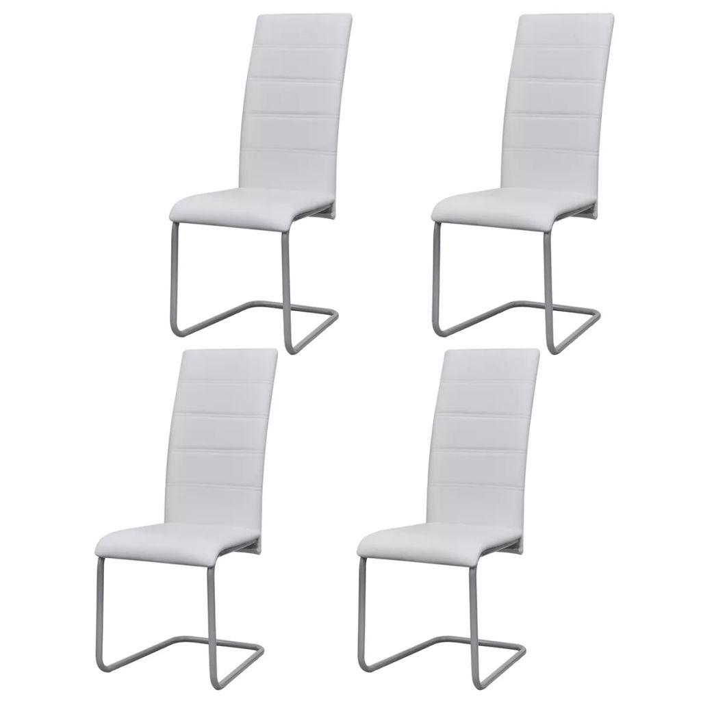 Spisebordsstole med cantilever 4 stk. kunstlæder hvid