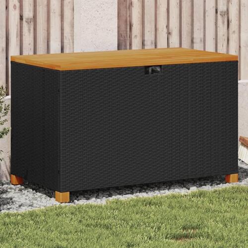 Opbevaringsboks til haven 110x55x63 cm polyrattan akacie sort