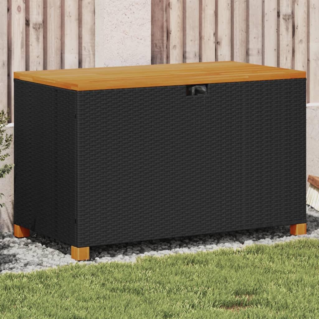 Opbevaringsboks til haven 110x55x63 cm polyrattan akacie sort