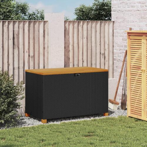 Opbevaringsboks til haven 110x55x63 cm polyrattan akacie sort