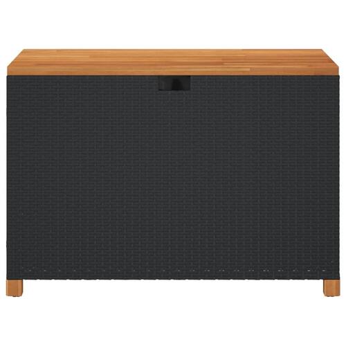 Opbevaringsboks til haven 110x55x63 cm polyrattan akacie sort