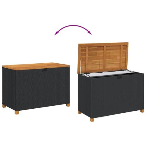 Opbevaringsboks til haven 110x55x63 cm polyrattan akacie sort
