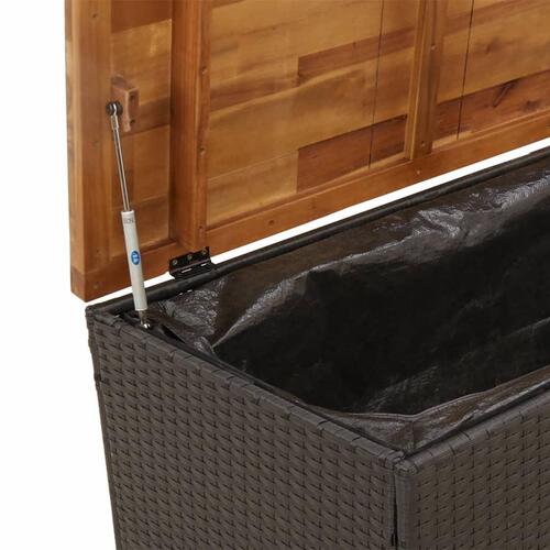 Opbevaringsboks til haven 110x55x63 cm polyrattan akacie sort