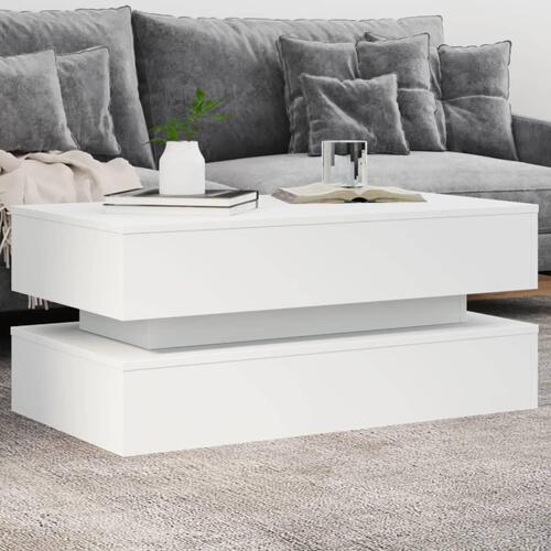 Sofabord med LED-lys 90x50x40 cm hvid