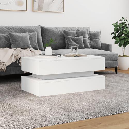 Sofabord med LED-lys 90x50x40 cm hvid