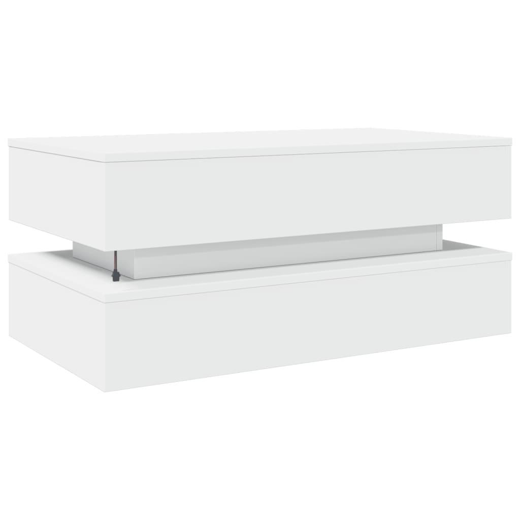 Sofabord med LED-lys 90x50x40 cm hvid