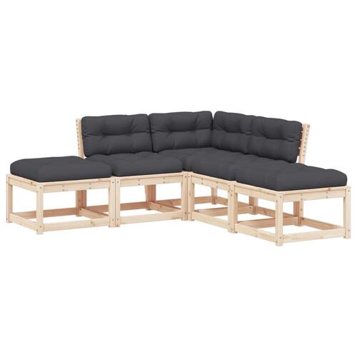 Sofasæt til haven 5 dele med hynder massivt fyrretræ