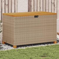 Opbevaringsboks til haven 110x55x63 cm polyrattan akacie beige