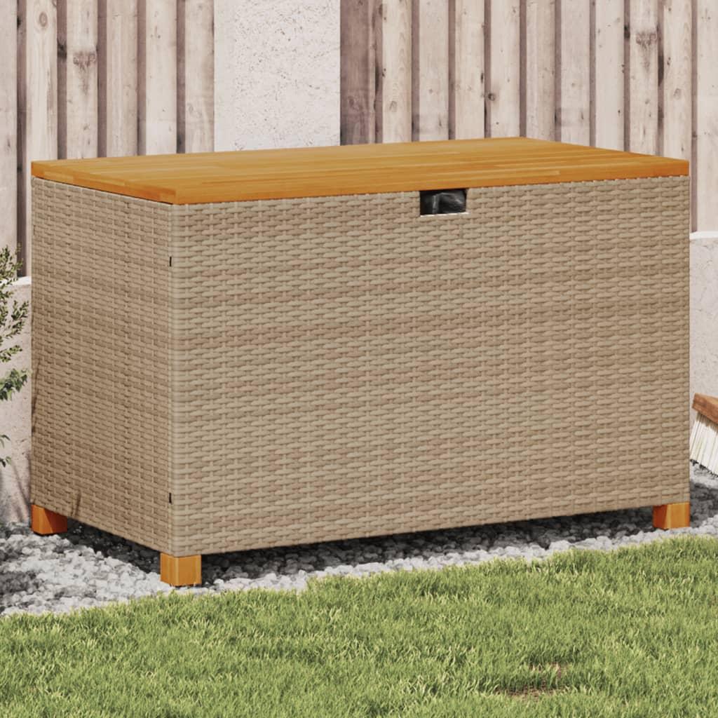 Opbevaringsboks til haven 110x55x63 cm polyrattan akacie beige