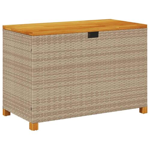 Opbevaringsboks til haven 110x55x63 cm polyrattan akacie beige