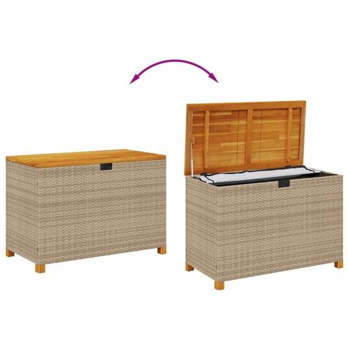 Opbevaringsboks til haven 110x55x63 cm polyrattan akacie beige