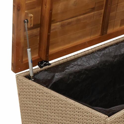 Opbevaringsboks til haven 110x55x63 cm polyrattan akacie beige