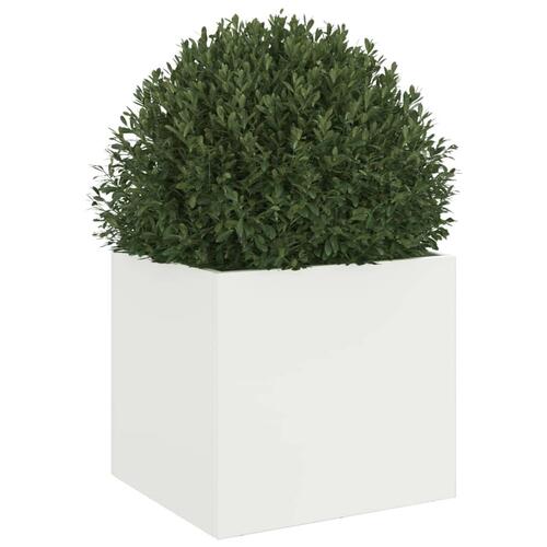 Plantekasse 32x30x29 cm koldvalset stål hvid