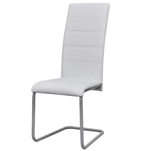 Spisebordsstole med cantilever 4 stk. kunstlæder hvid