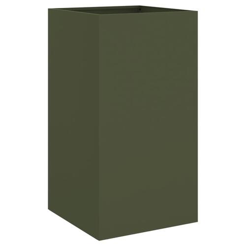 Plantekasse 42x38x75 cm koldvalset stål olivengrøn