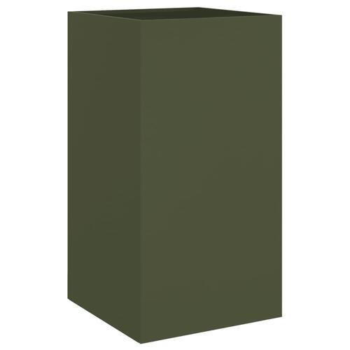 Plantekasse 42x38x75 cm koldvalset stål olivengrøn