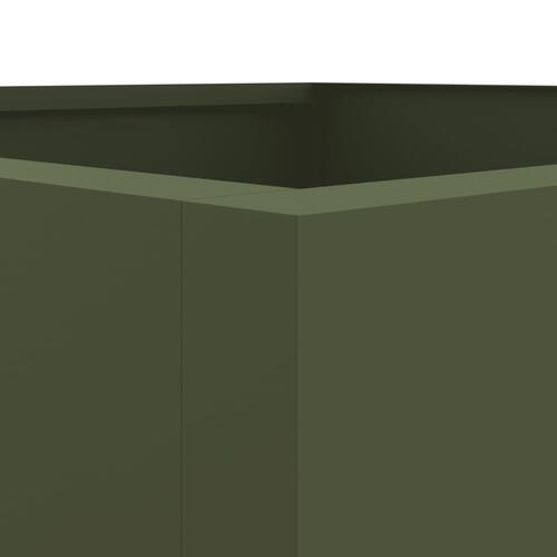 Plantekasse 42x38x75 cm koldvalset stål olivengrøn